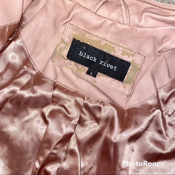 BLACK RIVET Faux Leather Moto Jacket, Pink, Wmn's LG - Picture 4 of 8